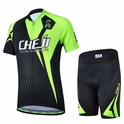 Kids Cycling Jersey Set Short Sleeve Cartoon Bike Jersey Set, (Short Sleeve Jersey + Padded Shorts)