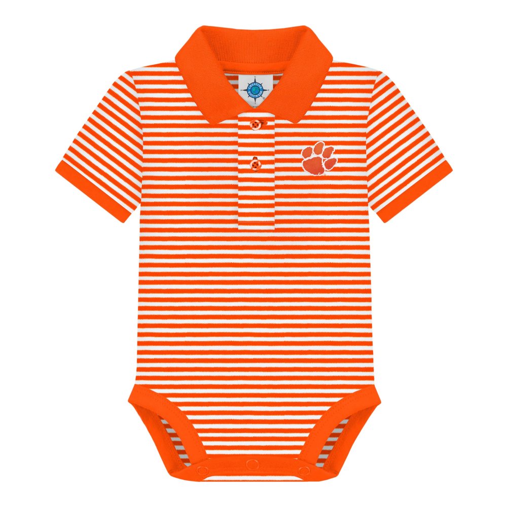 Clemson University Tigers Newborn Striped Polo Bodysuit Orange 0-3 Months