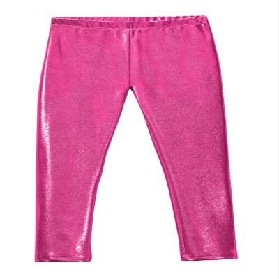 City Threads Girls Leggings Metallic Mermaid Print Shiny Colorful Fun Ankle Length for Style Fashion Parties Pop of Color, Sparkly Shimmer Pink, 12