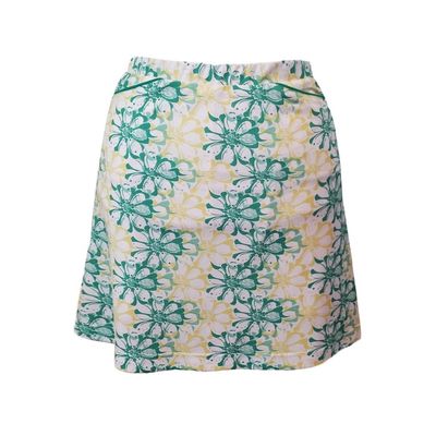 Monterey Club Women's Floral Stamp Print Knit Skort #2915 (Spring Bud/Butter, X-Large)