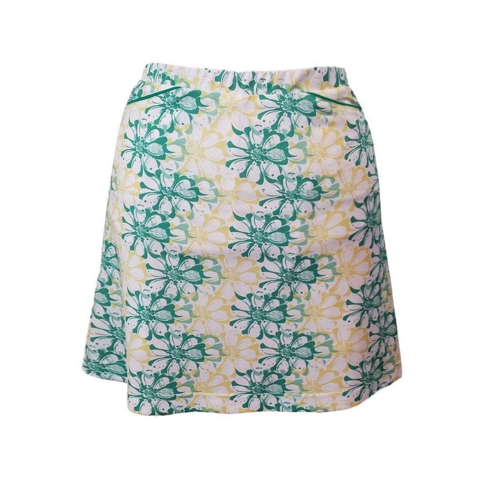 Monterey Club Women's Floral Stamp Print Knit Skort #2915 (Spring Bud/Butter, X-Large)