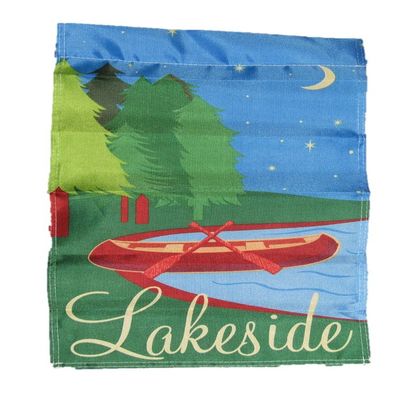 12x18 Lakeside Canoe Boat Night Sleeved Garden 12"x18" Flag