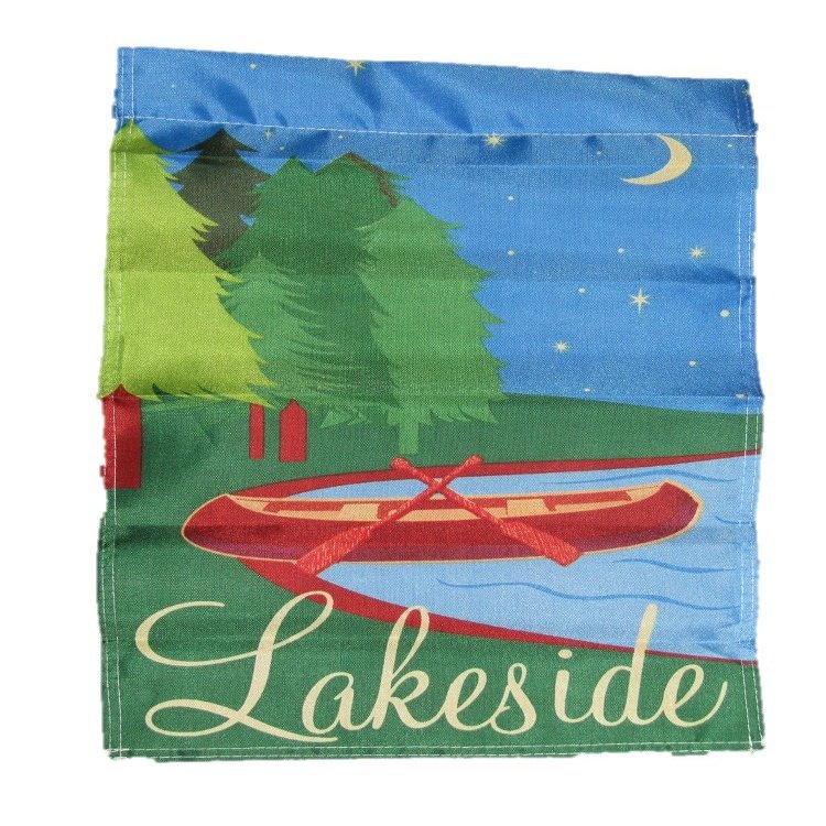 12x18 Lakeside Canoe Boat Night Sleeved Garden 12"x18" Flag
