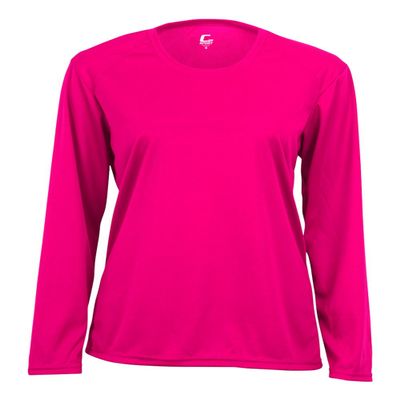 Badger Sport C2 Hot Pink Ladies XL Long Sleeve Wicking Tee