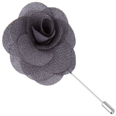 Flairs New York Gentleman's Essentials Premium Handmade Flower Lapel Pin Boutonniere (Pack of 1 Pin, Carbon Grey Begonia)