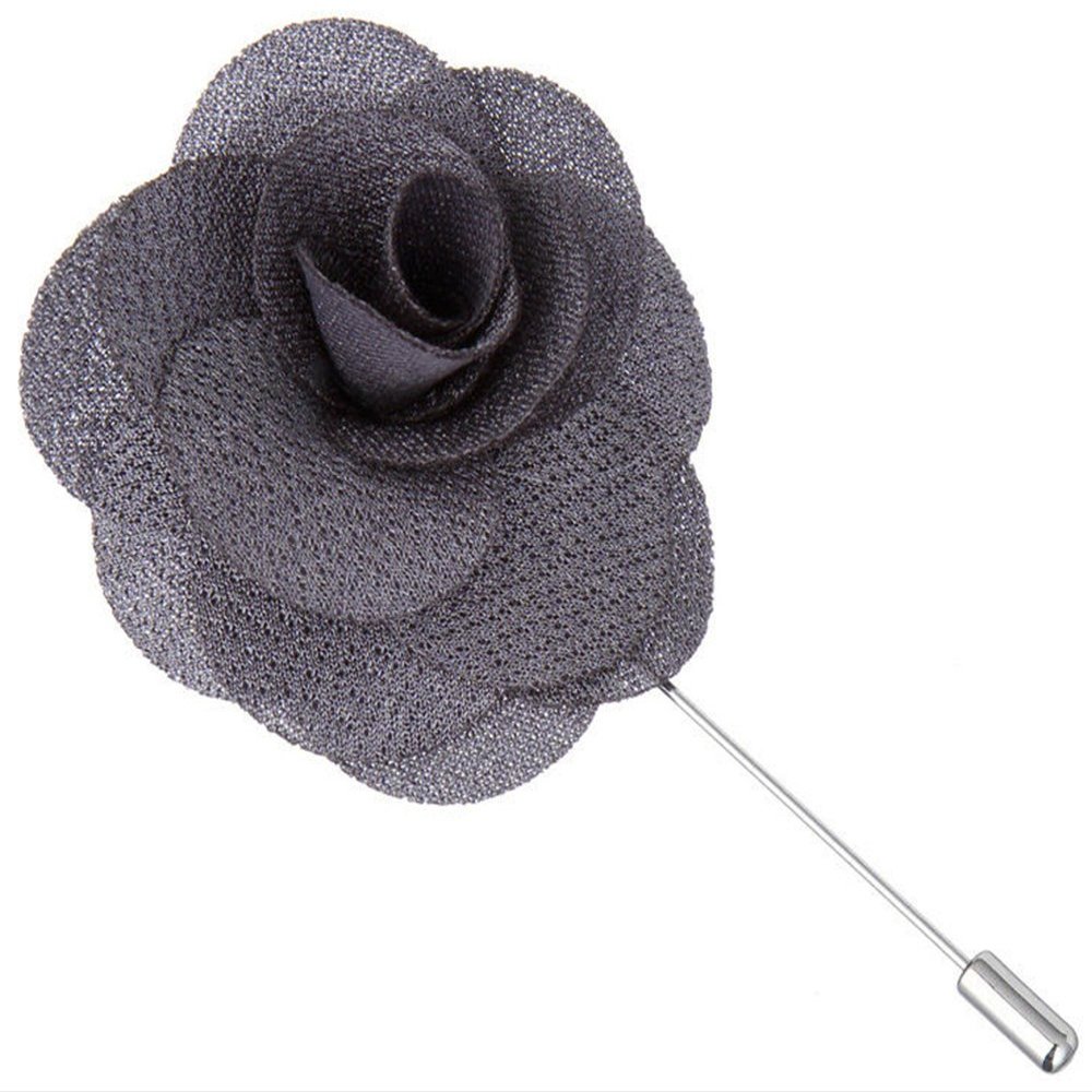 Flairs New York Gentleman's Essentials Premium Handmade Flower Lapel Pin Boutonniere (Pack of 1 Pin, Carbon Grey Begonia)