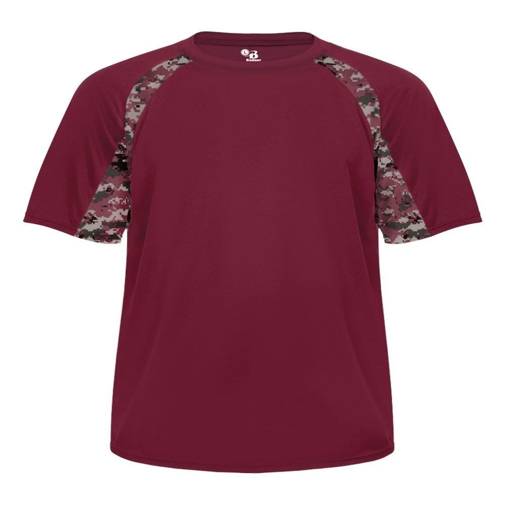 Badger Sport Maroon Digi-Camo Adult Large Short Sleeve