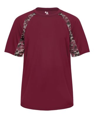 Badger Sport Maroon Digi-Camo Youth XL Short Sleeve