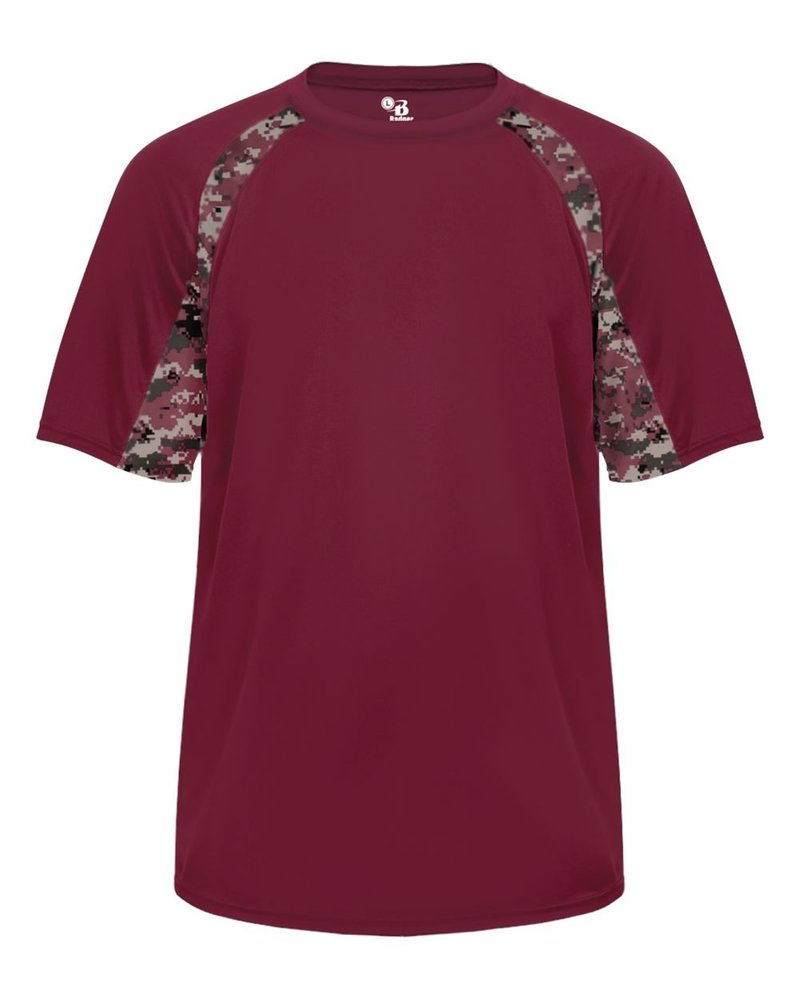 Badger Sport Maroon Digi-Camo Youth XL Short Sleeve