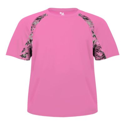 Badger Sport Pink Digi-Camo Youth XS Short Sleeve