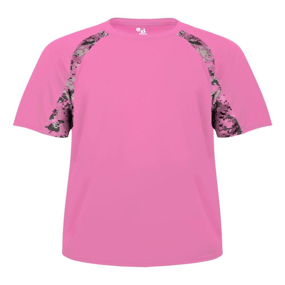 Badger Sport Pink Digi-Camo Youth XS Short Sleeve