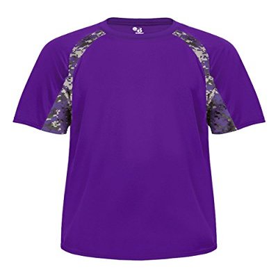 Badger Sport Purple Digi-Camo Youth SM Short Sleeve