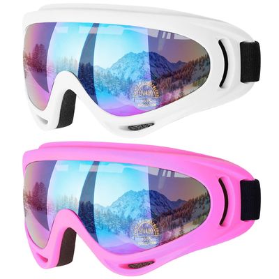 COOLOO Ski Goggles, 2 Pack Snow Goggles Snowboard Goggles for Men Women Kids - UV Protection Foam Anti-Scratch Dustproof