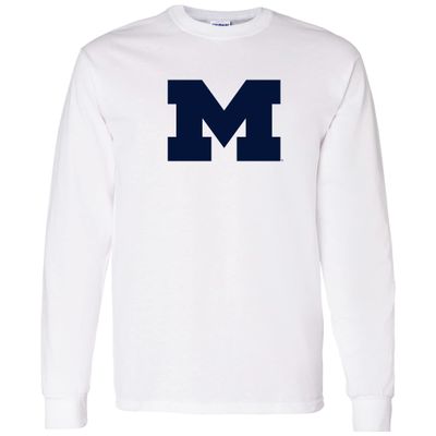 UGP Campus Apparel AL02 Michigan Wolverines Primary Logo Long Sleeve T Shirt Medium - White
