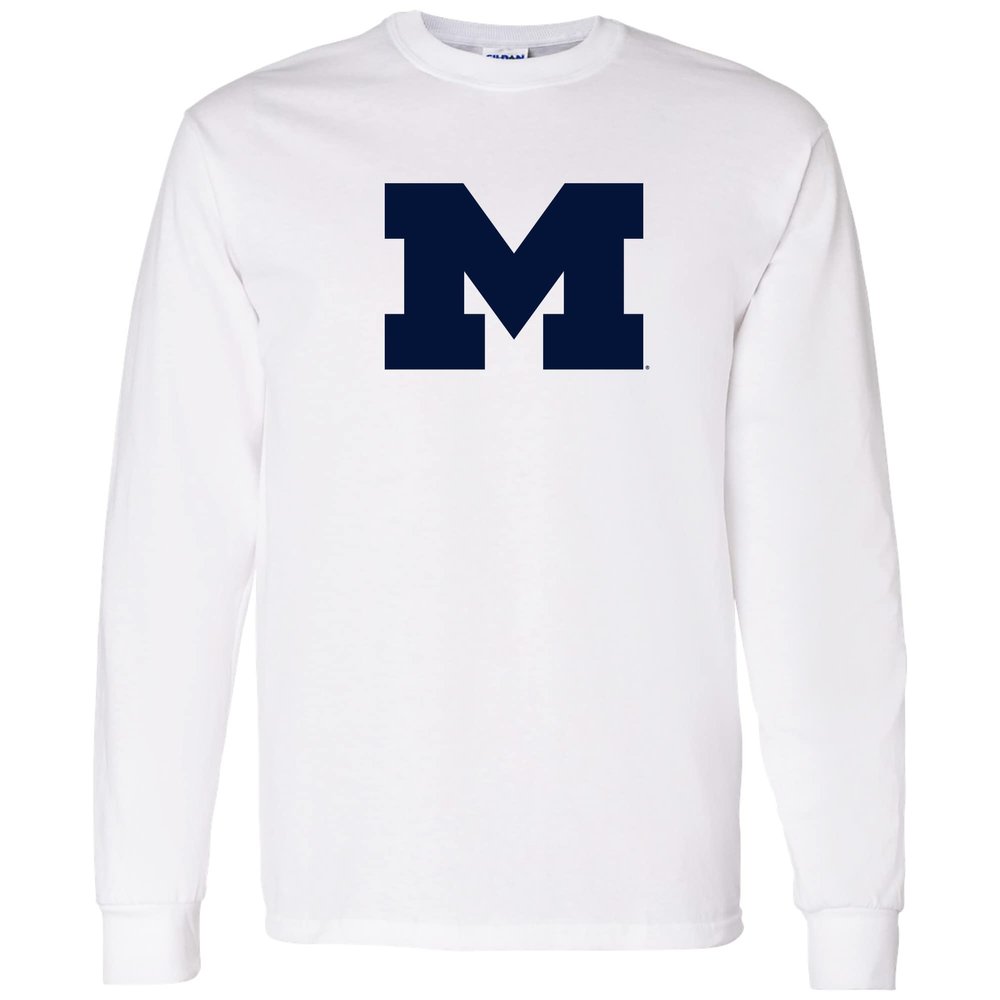 UGP Campus Apparel AL02 Michigan Wolverines Primary Logo Long Sleeve T Shirt Medium - White