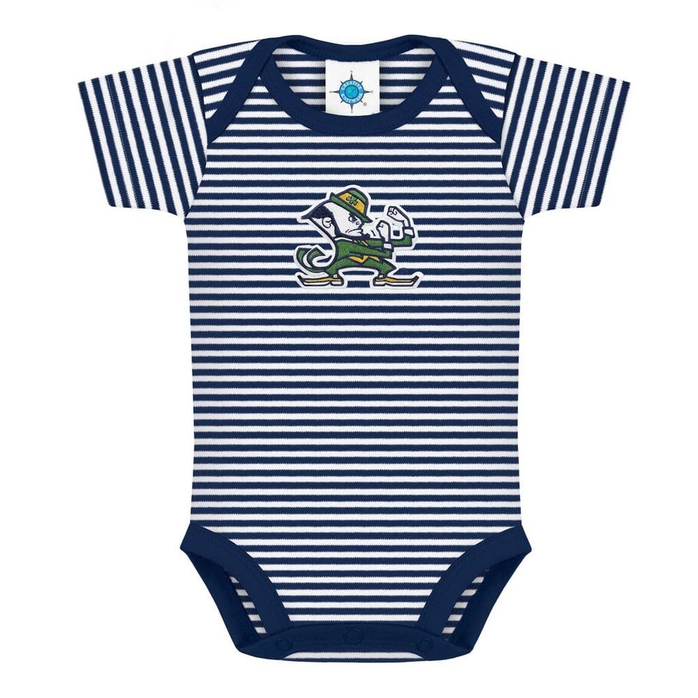 Notre Dame University Leprecaun Striped Newborn Baby Bodysuit Navy 0-3 Months