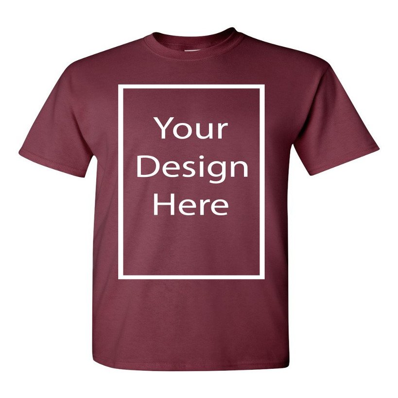 Add Your Own and Text Design Custom Personalized Adult T-Shirt Tee (Large, Maroon)