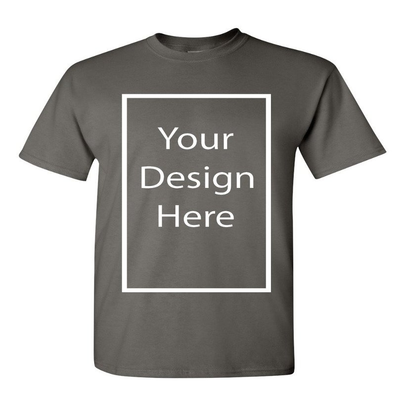 Add Your Own and Text Design Custom Personalized Adult T-Shirt Tee (XXX Large, Charcoal)