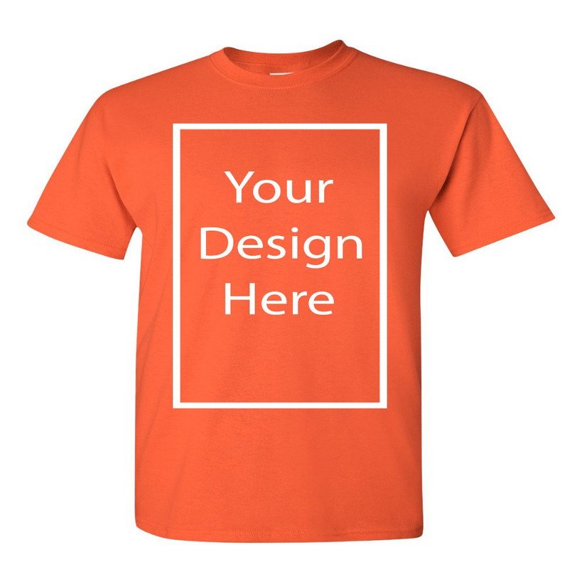 Add Your Own and Text Design Custom Personalized Adult T-Shirt Tee (Small, Orange)