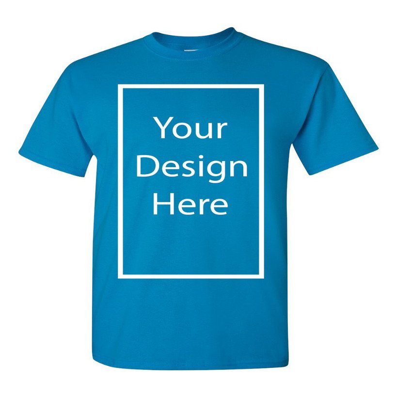 Add Your Own and Text Design Custom Personalized Adult T-Shirt Tee (X Large, Sapphire Blue)