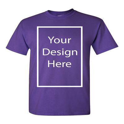 Add Your Own and Text Design Custom Personalized Adult T-Shirt Tee (XXX Large, Purple)