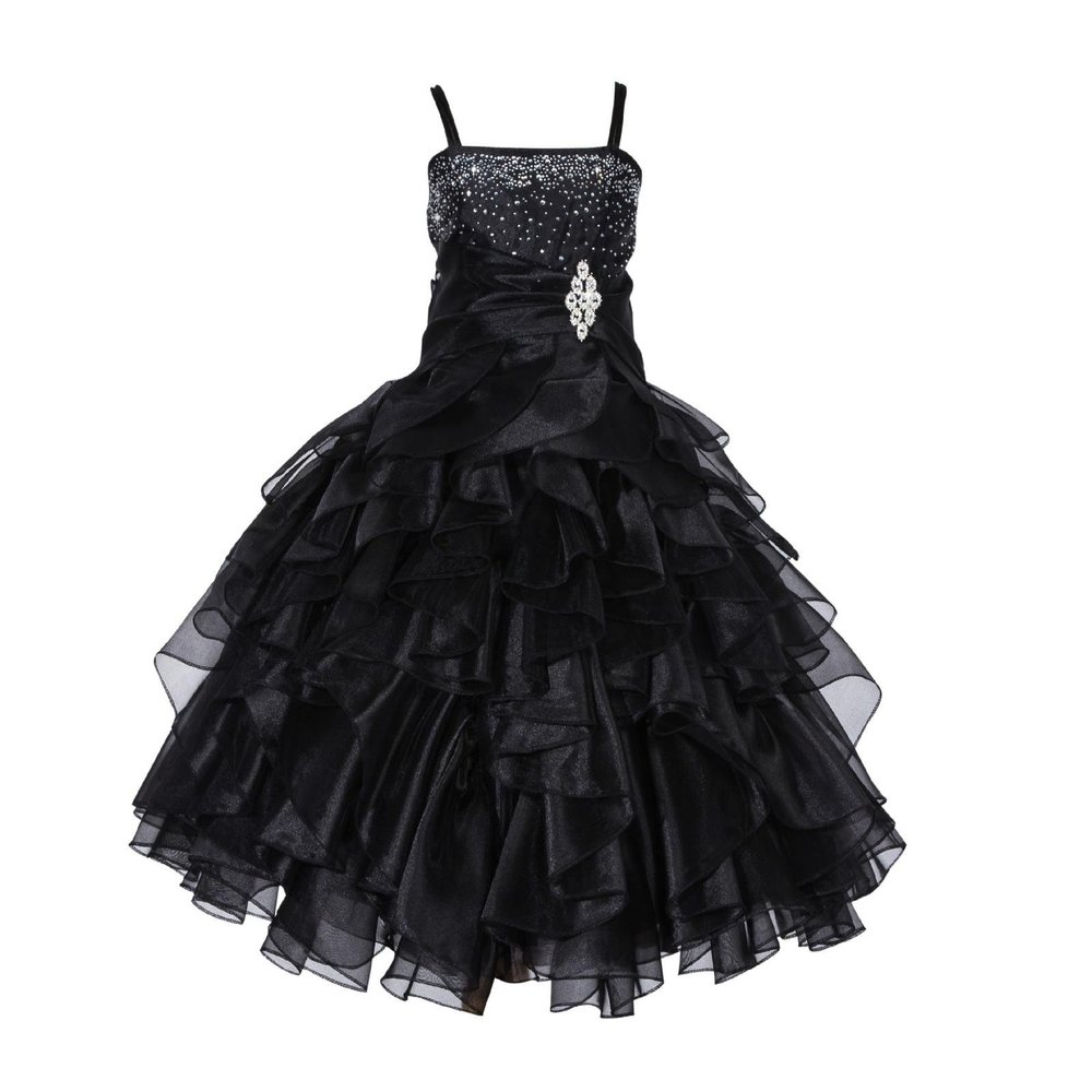 ekidsbridal Elegant Stunning Rhinestone Organza Pleated Ruffled Flower Girl Dress 164s 8