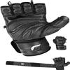 Elite Leather Gym Gloves with Built in 2" Wide Wrist Wraps Grip & Design for Weightlifting Power Lifting Bodybuilding & Strength Training Workout Exercises (Black, X-Large) view 1