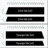 2 and 3 Inch Fender Hash Mark Double Bars Racing Stripes Vinyl Decals, Fits Chevy Corvette C4, Both Sides, Blue view 2