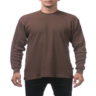 Pro Club Men's Heavyweight Cotton Long Sleeve Thermal Top, X-Large, Brown