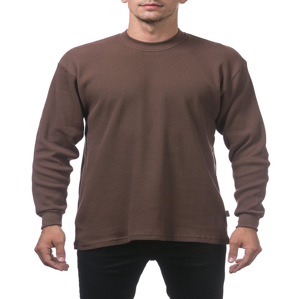 Pro Club Men's Heavyweight Cotton Long Sleeve Thermal Top, X-Large, Brown