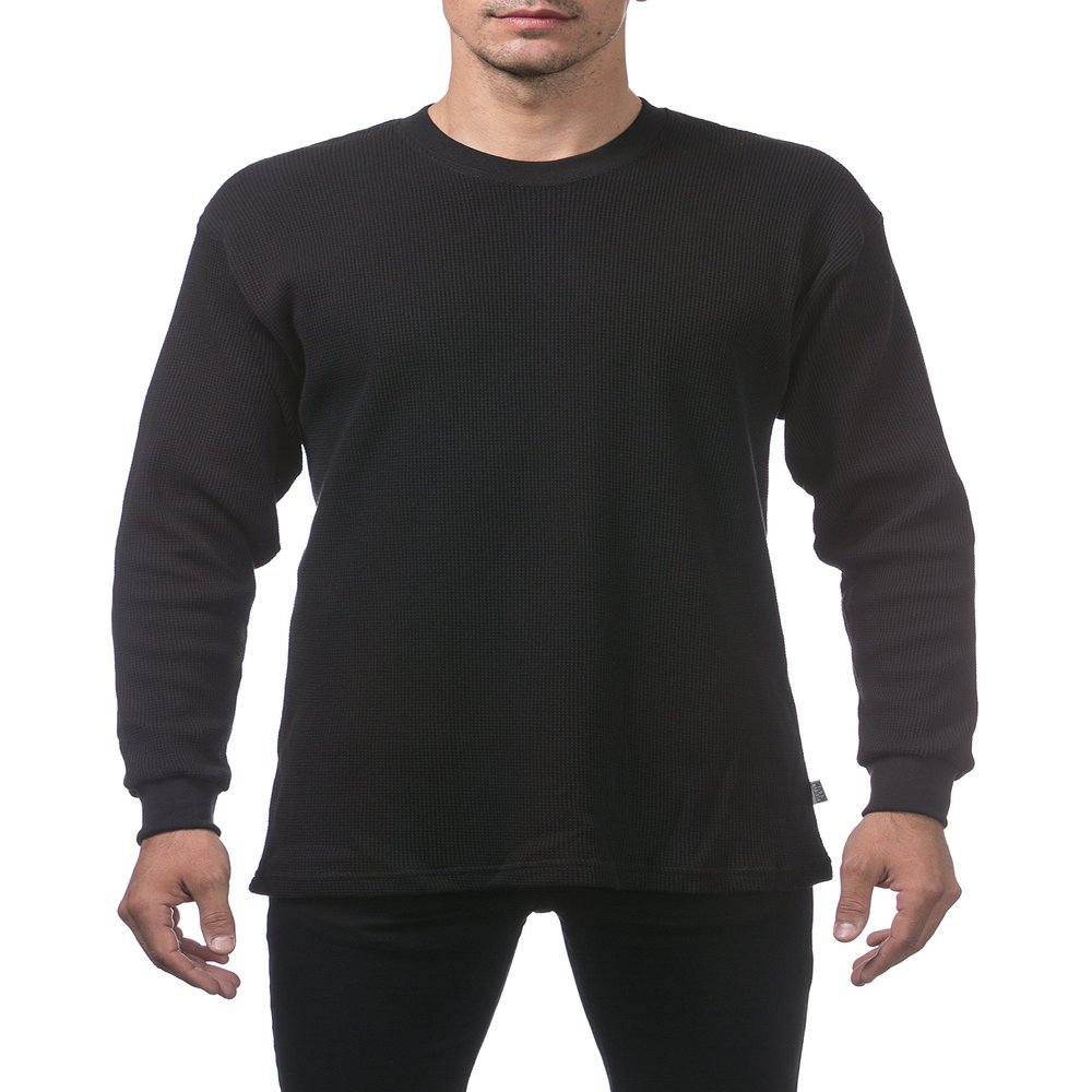 Pro Club Men's Heavyweight Cotton Long Sleeve Thermal Top, 2X-Large, Black