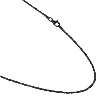 JOSCO Black Rhodium Plated Over Sterling Silver 2mm ROC Styled Link Necklace Chain. 16,18,20,24,30 36" (18)