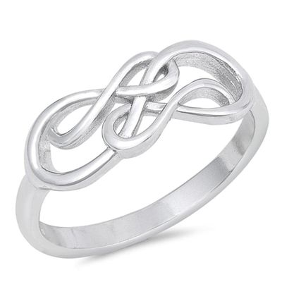 Criss Cross Infinity Knot Promise Ring New .925 Sterling Silver Band Size 7