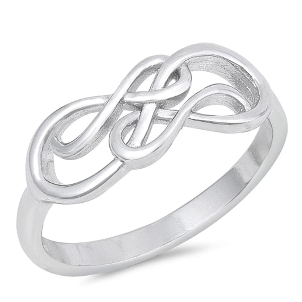 Criss Cross Infinity Knot Promise Ring New .925 Sterling Silver Band Size 7