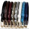 7075 Women's Skinny Alligator Embossed Leather Casual Dress Belt 1"(25mm) wide (Black, Large) view 4