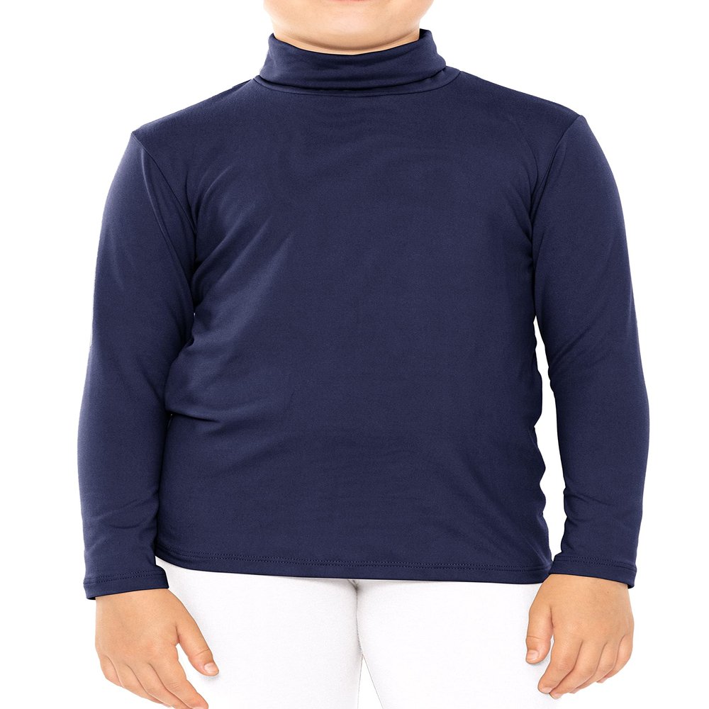 STRETCH IS COMFORT Girl's Long Sleeve Turtleneck Navy Blue X-Small