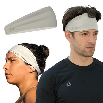 Temple Tape, Headbands for Men and Women - Mens Sweatband & Sports Headband Moisture Wicking Workout Sweatbands for Running, Cross Training, Yoga and Bike Helmet Friendly - Gray