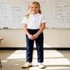 Bienzoe Girls School Uniform Pant: Kids Adjustable Waist Durable Straight Leg Dress Trouser Navy 6X view 4