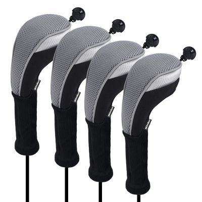 Andux 4pcs/Pack Long Neck Golf Hybrid Club Head Covers Dial No. Tag CTMT-02 Grey