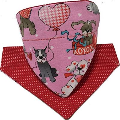 BPAWED PALS Puppy Love Valentine's Day Over-The-Collar Dog Scarf - Reversible (S)