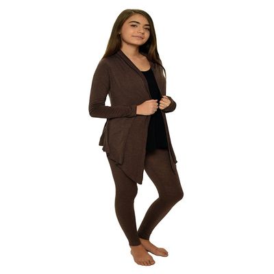 Monag Girl's Cardigan with Legging (Small, Heather Chocolate)