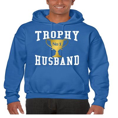 ALLNTRENDS Men's Hoodie Trophy Husband Cool Xmas Gift Love Family Top (L, Royal Blue)