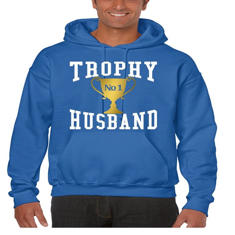 ALLNTRENDS Men's Hoodie Trophy Husband Cool Xmas Gift Love Family Top (L, Royal Blue)