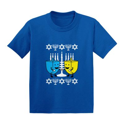 Haase Unlimited Happy Dreidels - Ugly Hanukkah Infant/Toddler Cotton Jersey T-Shirt (Royal Blue, 3T)