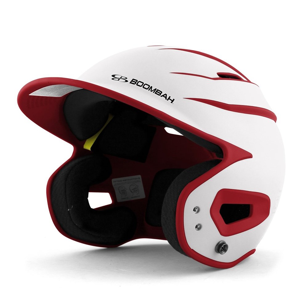 Boombah DEFCON Batting Helmet Sleek Profile White/Red - Size Senior 7" - 7 3/4"