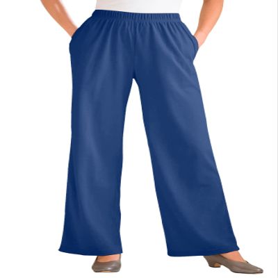 Woman Within Plus Size 7-Day Knit Wide-Leg Pull-On Pants - 6X, Royal Navy