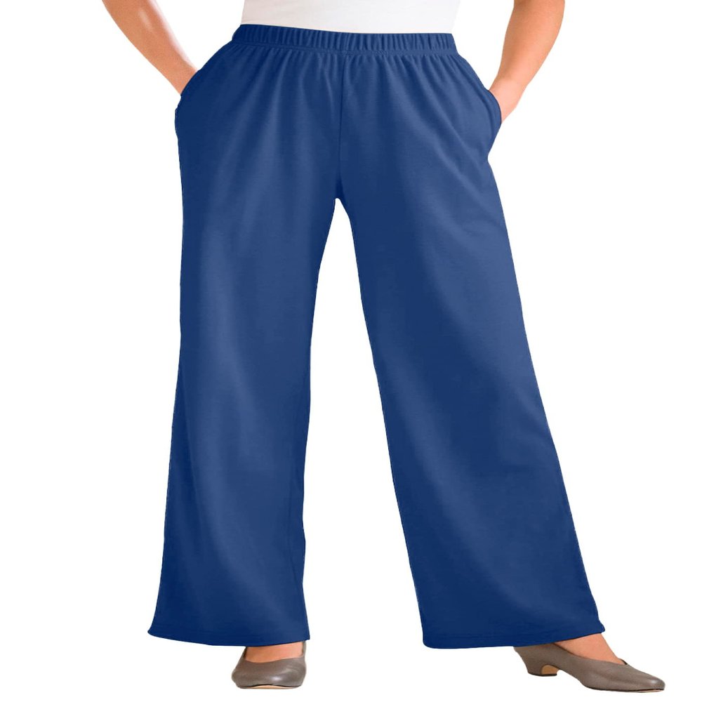 Woman Within Plus Size 7-Day Knit Wide-Leg Pull-On Pants - 6X, Royal Navy