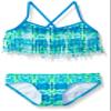 Kanu Surf Girls' Toddler Kayla Fringe Bikini Swimsuit, Blue/Green, 2T view 1
