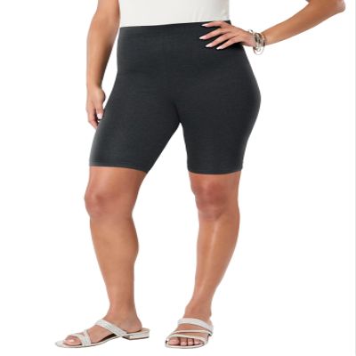 Roaman's Women's Plus Size Everyday Essential Stretch Bike Shorts - S, Heather Charcoal