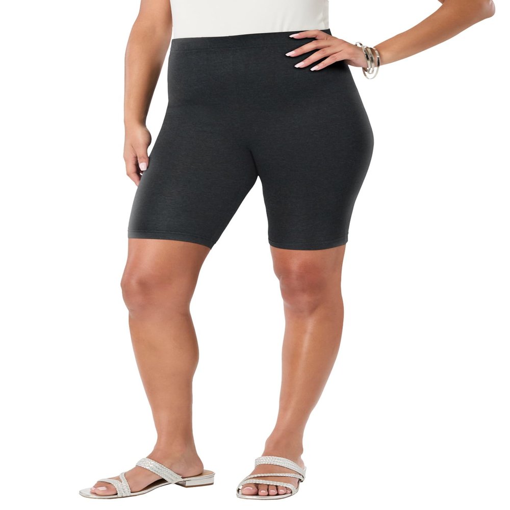 Roaman's Women's Plus Size Everyday Essential Stretch Bike Shorts - S, Heather Charcoal